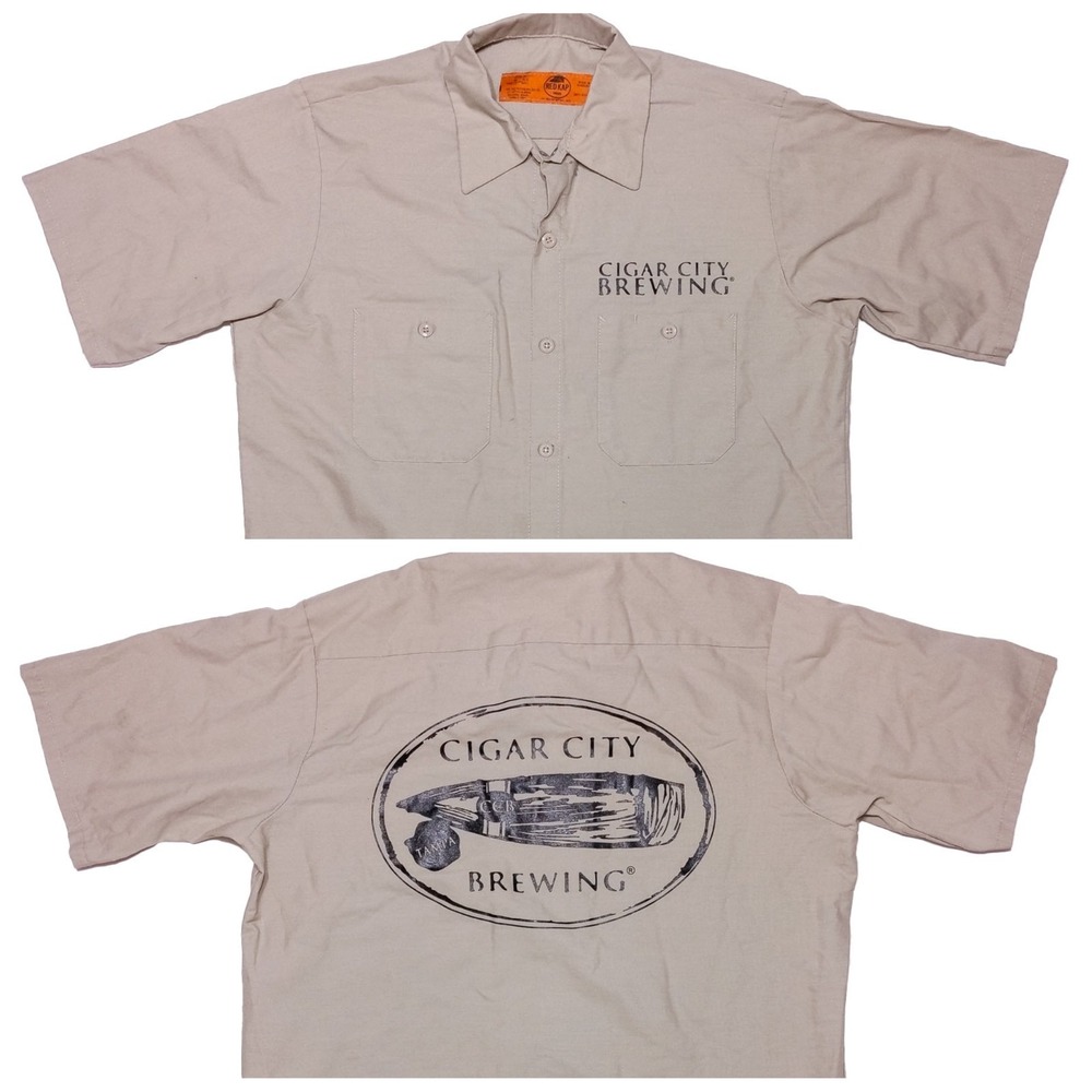 RED KAP Cigar‎ City Brewing Work Shirt Tampa Florida Beige Men's Medium M